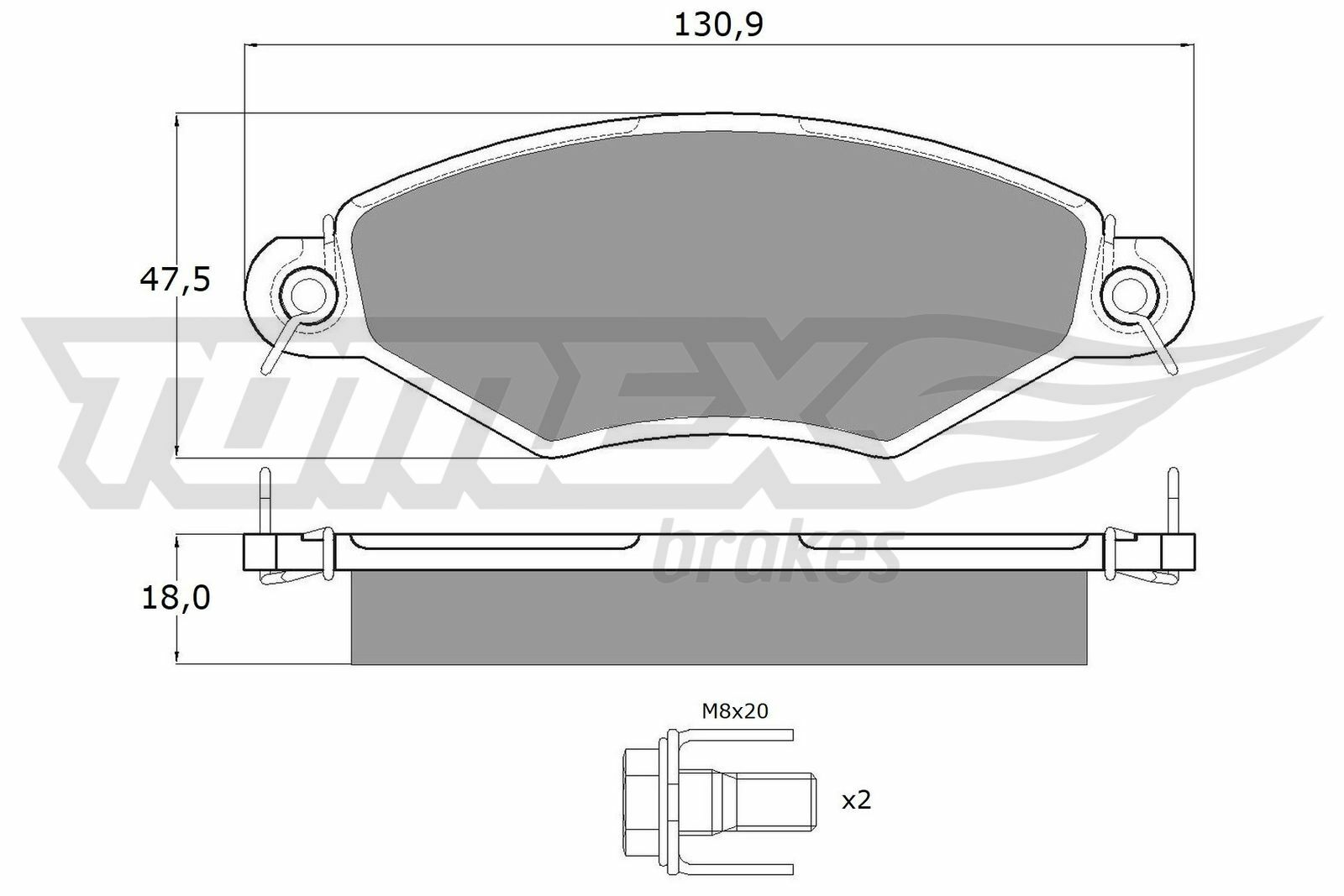 Sada brzdových destiček, kotoučová brzda TOMEX Brakes